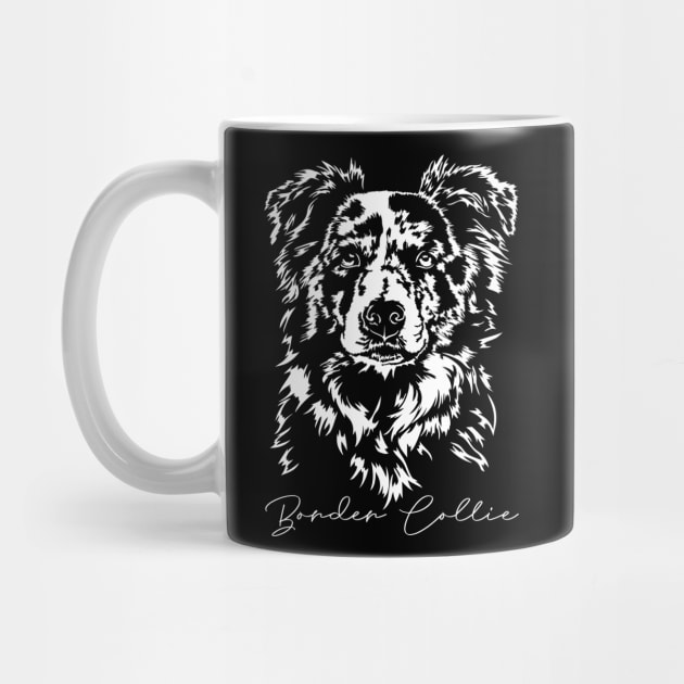 Merle Border Collie Portrait dog lover by wilsigns